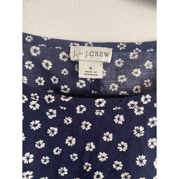 J.Crew Women’s Navy & White Floral Cotton Tie-Front Short Sleeve Top Size S - Picture 3 of 5
